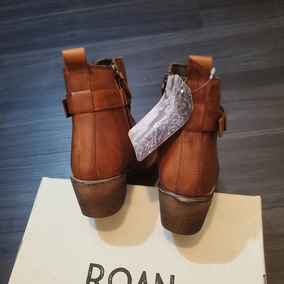 ROAN by Bed Stu Uma Dark Tan Block Heel Leather Booties Flaunting a side… - Picture 5 of 10